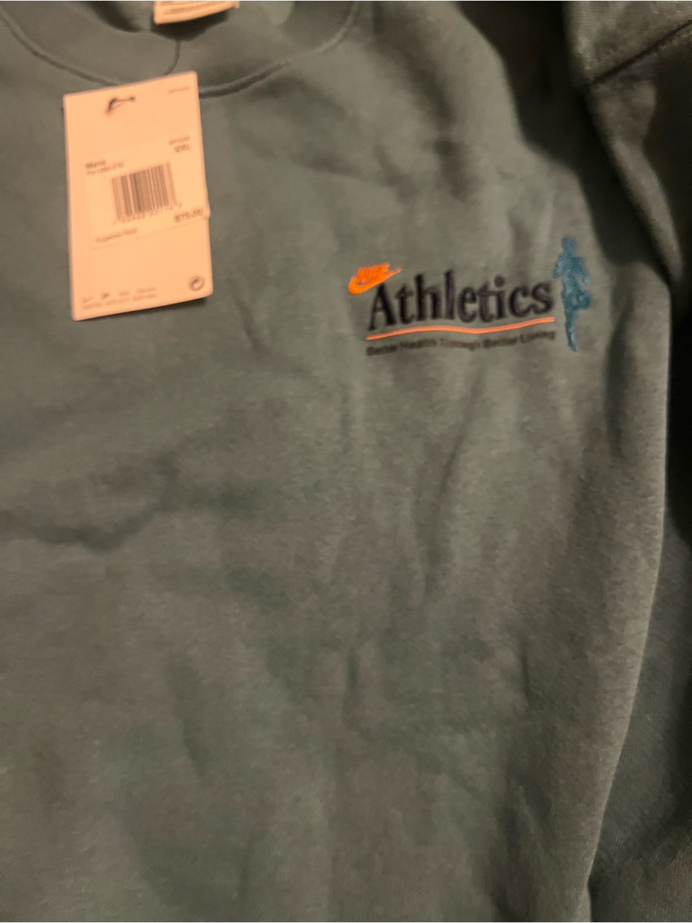 Nike Athletics Teal Crewneck Sweatshirt - Mind Body Game NWT - Picture 3 of 4